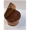 Image 3 : Copper Salt Cellar Box & Green Glass Dish - 9" x 4" x 7"