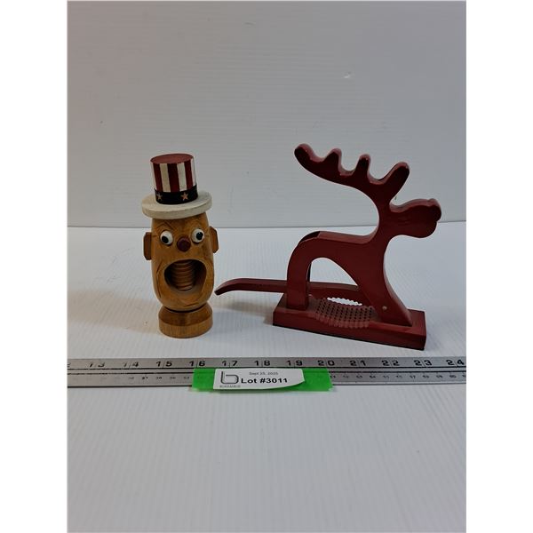 (2) Nutcrackers: Uncle Sam & Reindeer