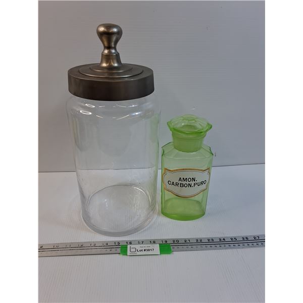 (2) Vintage Style Glass Decanters - 16" & 10" Tall