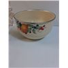 Image 3 : (2) Metal Enameled Bowls & Rooster Pitcher