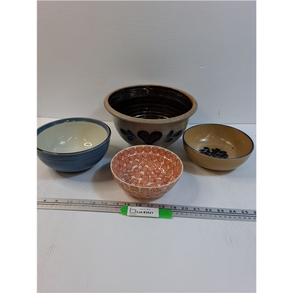 (4) Bowls: Pottery & Ceramic - Assorted Styles & Sizes