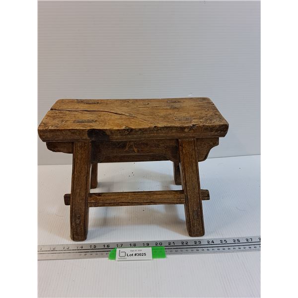 Vintage Wooden Stool - 12" x 7" x 9"