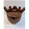 Image 2 : Chinese Wooden Food Basket w/ Sliding Locking Handle - 13" x 12" x 9"