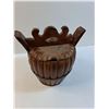 Image 5 : Chinese Wooden Food Basket w/ Sliding Locking Handle - 13" x 12" x 9"