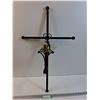 Image 1 : Custom Made Candle Holder Iron Cross - 30" x 18" x 7" -  PICK-UP