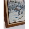 Image 2 : Winter Cabin Scene Oil Painting by L.M. Truemner in Wooden Frame - 24" x 20"