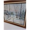 Image 3 : Winter Cabin Scene Oil Painting by L.M. Truemner in Wooden Frame - 24" x 20"