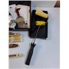 Image 4 : Painters Lot: Drop Cloth, Rollers, Paint Tray, Brushes, Misc