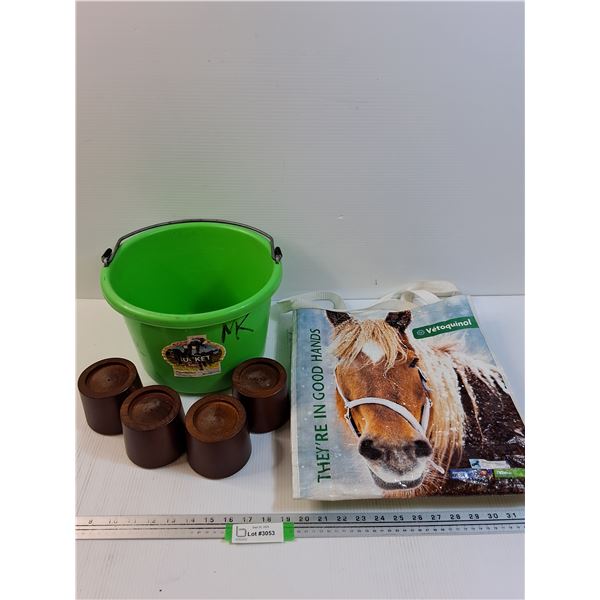 Livestock Bucket, Horse Bag, Set of Chair/Furniture Risers - 3" Tall