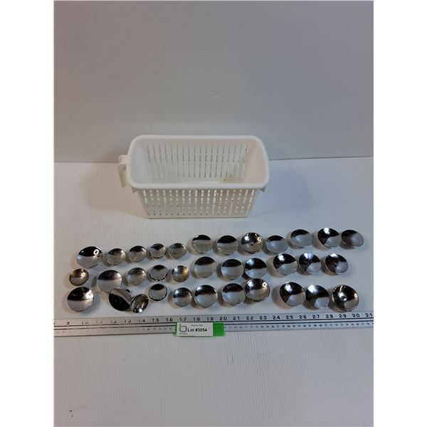 Vintage Art Deco Metal Stainless Furniture/Cabinet Handles Lot w/ Basket