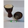 Image 1 : Small Kalimba/Finger Piano & Djembe Drum - 7" Tall