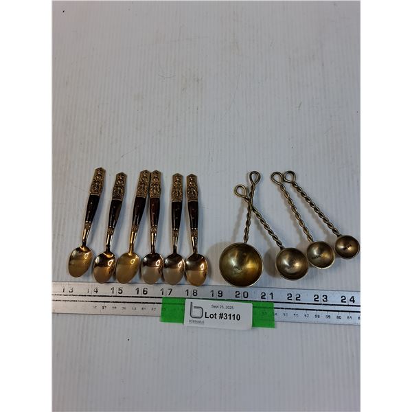 (4) Measuring Spoons & (6) Salt Cellar Style Spoons