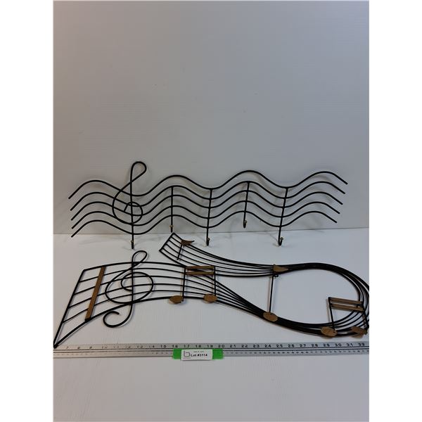 (2) Musical Wire Art & Coat Hanger - 32"L x 12" T x 2" D