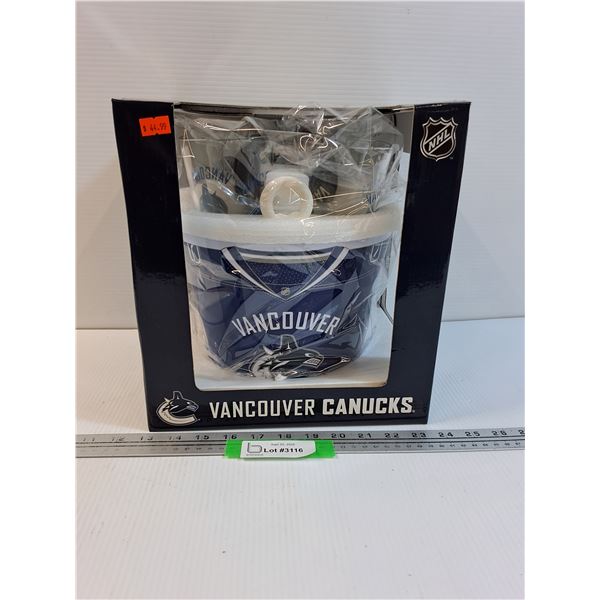 Vancouver Canucks Hockey Ice Bucket & Glasses Set in Box - NOS