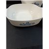 Image 2 : (5) Blue Corn Flower Corningware Casserole Dishes Lot - One Lid Has Chips As Pictured