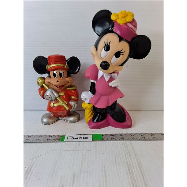 Mickey/Minnie Mouse Coinbanks Up to 12", As Is