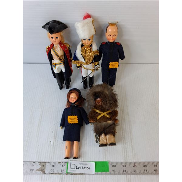 (5) Vintage Dolls- Eskimo, Salvation Army, Military