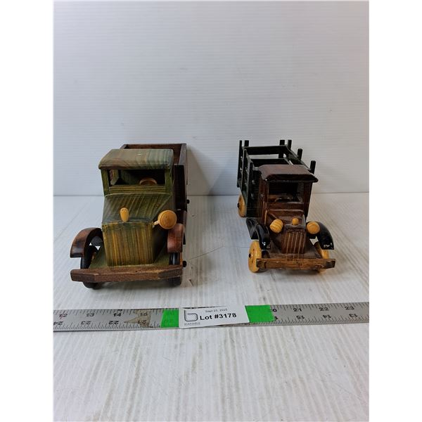 (2) Wooden Antique Style Trucks Up to 11.5"