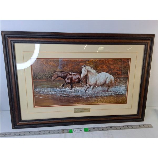 Framed "A Splash of Color" Horse Painting by Dallen Lambson 31" x 20.5"  - PICK UP ONLY