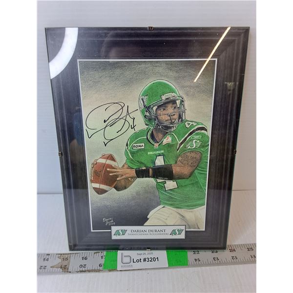 Signed Darian Durant Sask. Roughriders Artwork, 11" x 8.5"- Cannot Authenticate