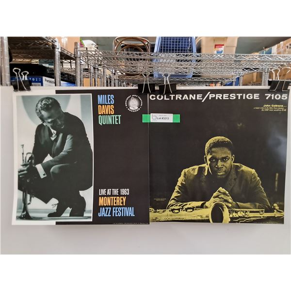 (2)  Posters - Coltrane/Prestige, Miles Davis Quintet 16" x 16"