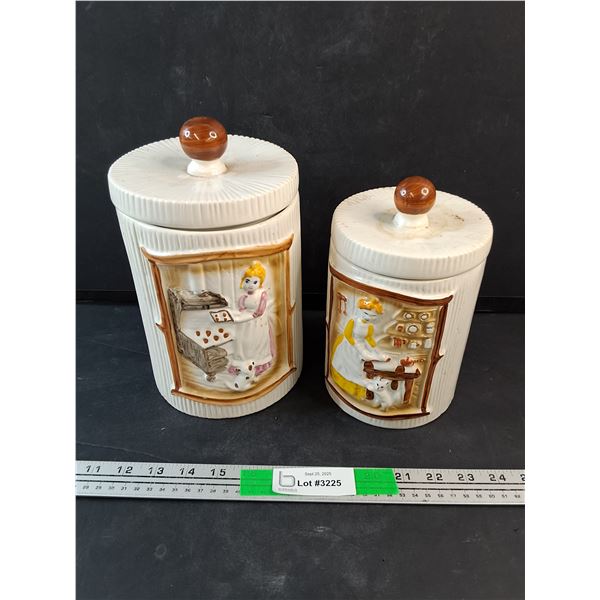 (2) Ceramic Canisters with Lids