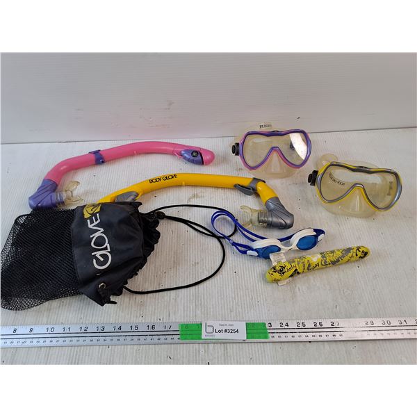 Mesh Bag, Snorkels, Swimming Goggles