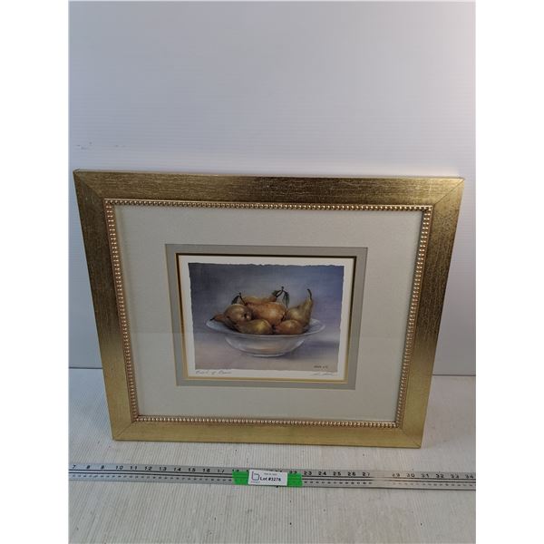 Framed Bowl of Pears Wall Art Print 22" x 20"