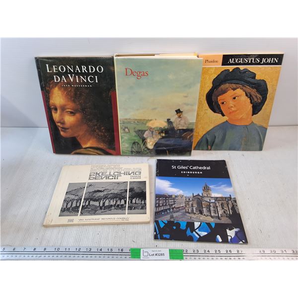 (5) Books - Leonardo Da Vinci, Augustus John, Pencils Sketching