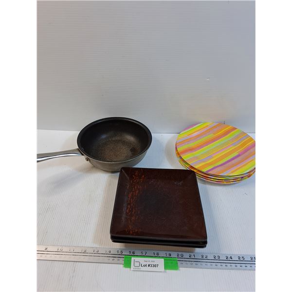 (2) Sets of Plates, Pot - Some Wear