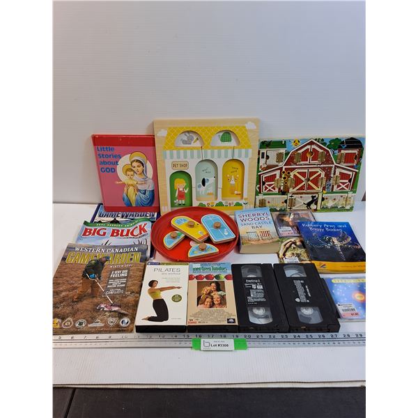 Lot: VHS, Kids Books, Magazines, Misc