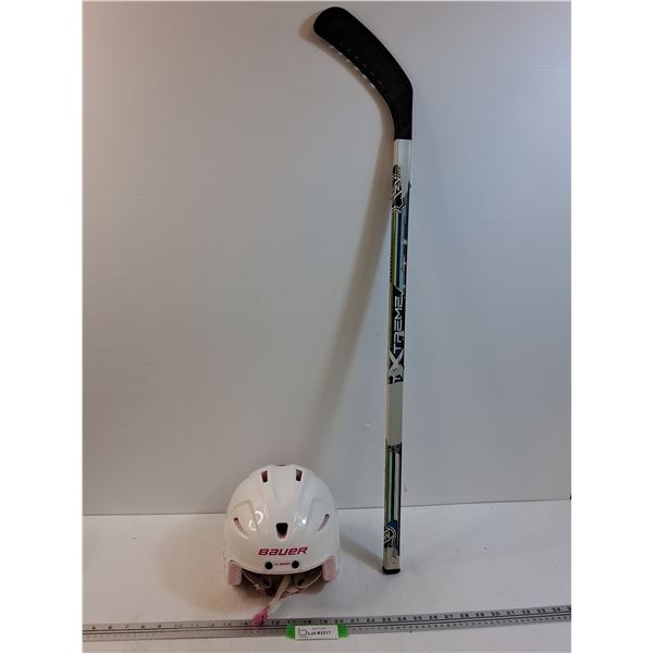 Bauer Girls Hockey Helmet - Size 6-6.25 & Floor Hockey 34" Hockey Stick - PICK UP