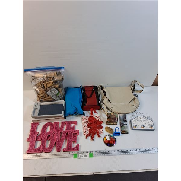 Lot: Coin Rolls, Love Sign, Pencil Cases, Misc