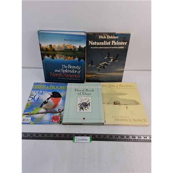 (5) Books/Magazine (North America, Birds, Flowers, Paintings)