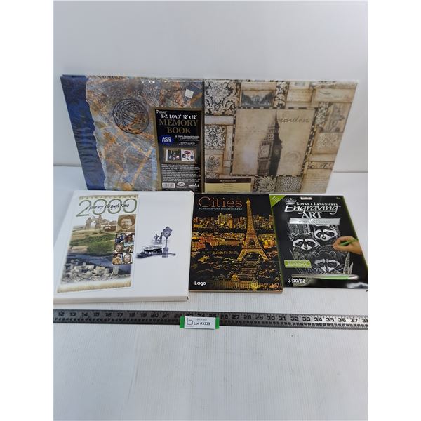 (5) Books (Scrapbooking  Albums, Star Phoenix Sask History, Cities Activity, Engraving)