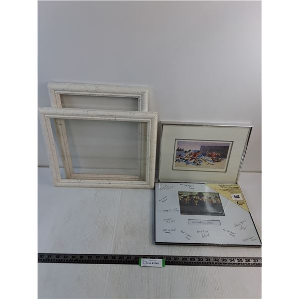(4) Picture Frames - 1 With Print - Largest 16.5" x 14" (Brownridge Kids Playing Hockey)