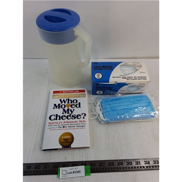 "Who Moved My Cheese" Book, Rubbermaid Pitcher, Face Masks