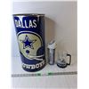 Image 1 : Dallas Cowboys Lot- Garbage Can  19.5", Water Bottle, Mug - PICK UP