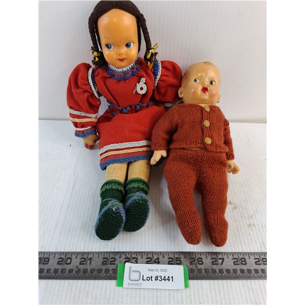 (2) Vintage Dolls (16" & 10" Lengths)