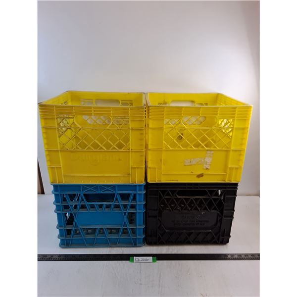(4) Plastic Milk Crates - 13x13x11" Each - Pickup Only