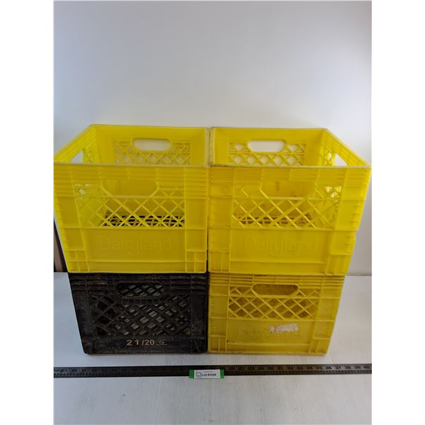(4) Plastic Milk Crates - 13x13x11" Each - Pickup Only