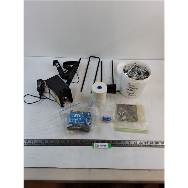 Yard Laser Light - Tested, Assorted Hardware, Metal Brackets, Paper Rolls, Misc.