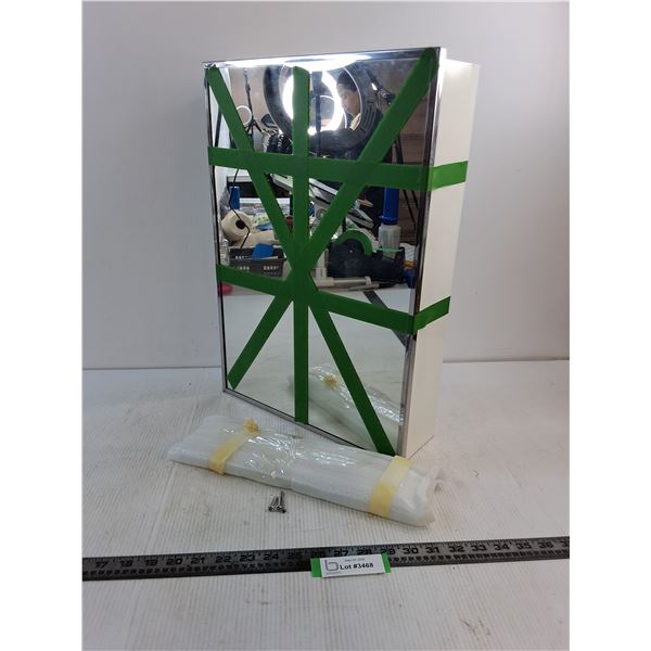 Mirrored White Metal 2-Shelf Medicine Cabinet 20x14x4.5" - Pickup Only