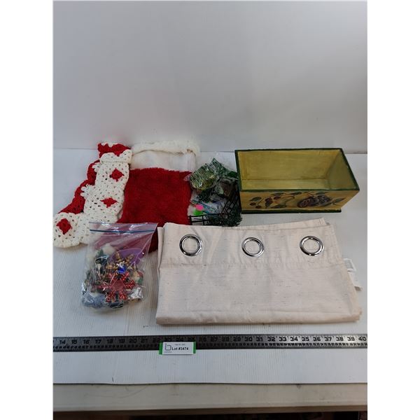 Creamy Pink Drapery Panel - 36" x 82", Christmas Decor, Wooden Artsy Container, Misc.