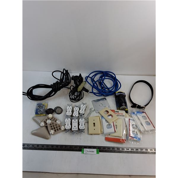 Assorted Electrical/Cords, Furniture Feet, Misc.