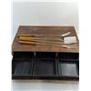 Image 2 : Vintage 3-Drawer VHS Tapes Storage Unit 16x26.5x5.5", Set of 4 BBQ Utensils - Pickup Only
