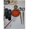 Image 2 : Assorted Kitchen Utensils/Tools, Remotes, Thermostat, Book Ends, Misc.