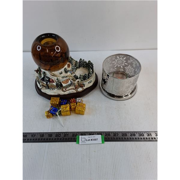 (2) PartyLite Table Decor (Wind-up Christmas Tune - Possibly Incomplete, Votive Candle Holder)