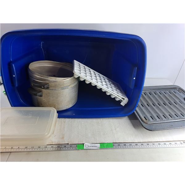 *Tub Of Miscellaneous Ice Trays, Pots, Cannot Ship Tote