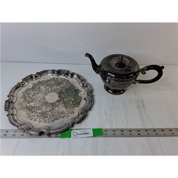 Silver Plated Tray & Copper Plated Teapot